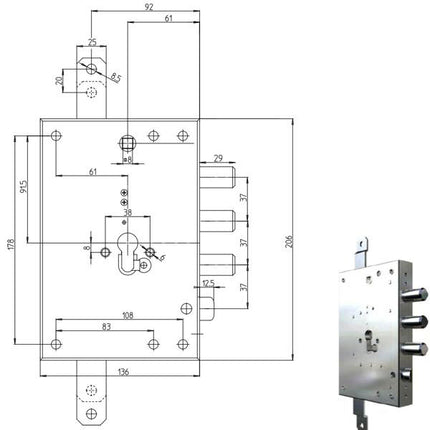 SERRATURA SIC.TRIPLICE CIL. 7056G-51 CR