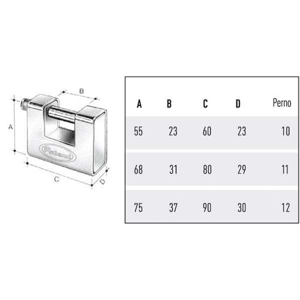 LUCCHETTO CORAZZATO mm 60 SERRANDE POTENT