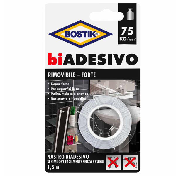 NASTRO BIADESIVO RIMOVIBILE mm 19 m 1,5 BOSTIK