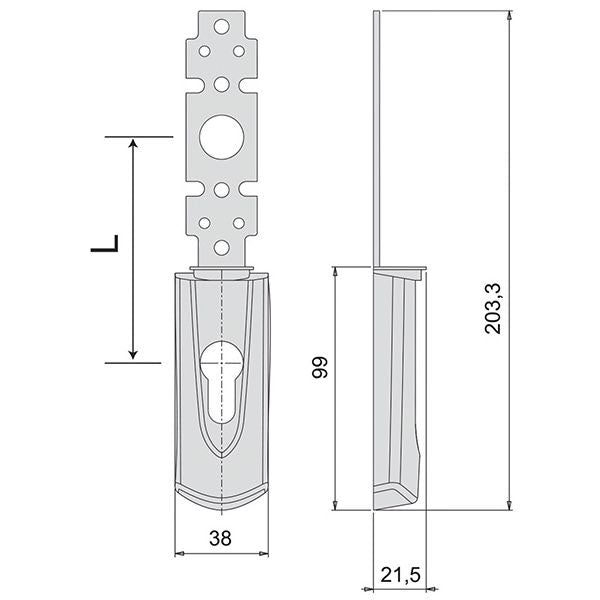 PLACCA ESTERNA MANIGLIONI CILINDRO 07176-61-0 CISA