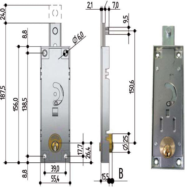 SERRATURA BASCULE CIL.TONDO B511 PREFER