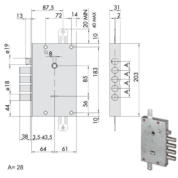 SERRATURA SICUREZZA TRIPLICE 57515-28-0 CISA