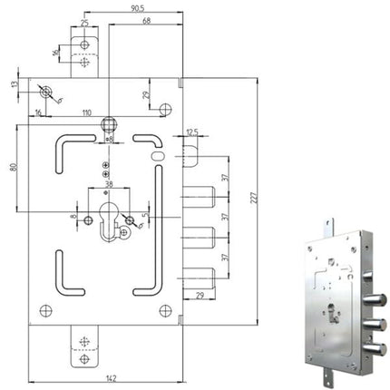 SERRATURA SIC.TRIPLICE CIL. 2655G-52 CR