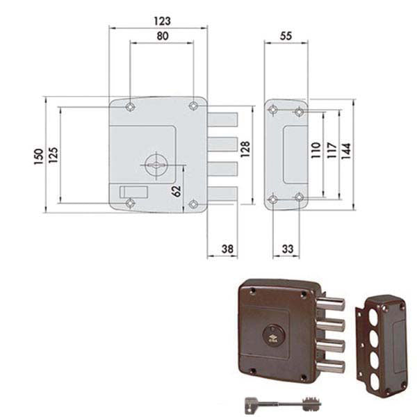 SERRATURA SICUREZZA SEMPLICE DX 57152-60-1 CISA