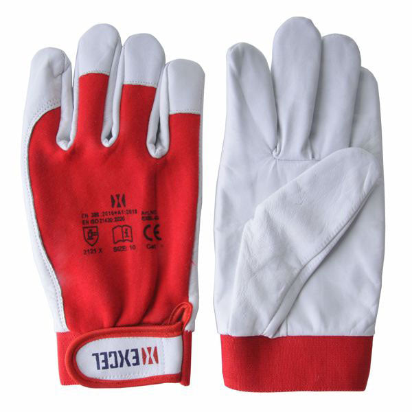 GUANTI FIORE-COTONE VELCRO ROSSO 8 EXCEL 05451