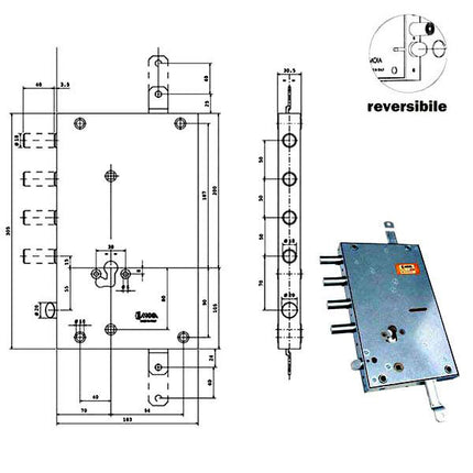 SERRATURA SIC.TRIPLICE CIL.E70 RSBLT664/500RF MOIA