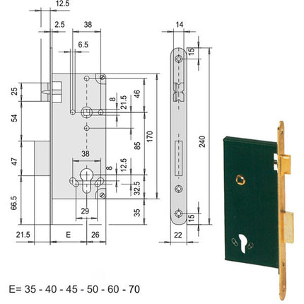 SERRATURA INFILARE LEGNO 5C631-35-0 CISA