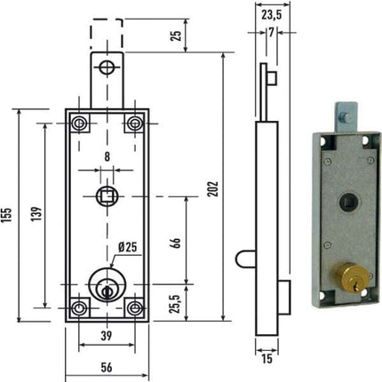 SERRATURA BASCULE CIL.TONDO C/Q C1640 POTENT