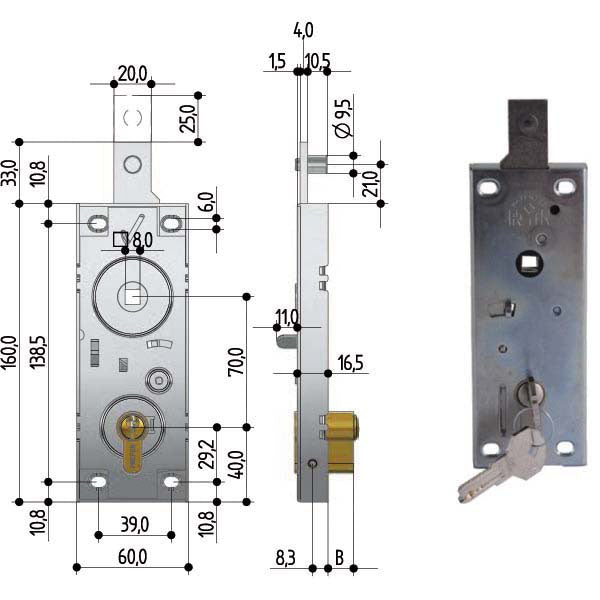 SERRATURA BASCULE CIL.YALE C/Q SICUR. W598 PREFER