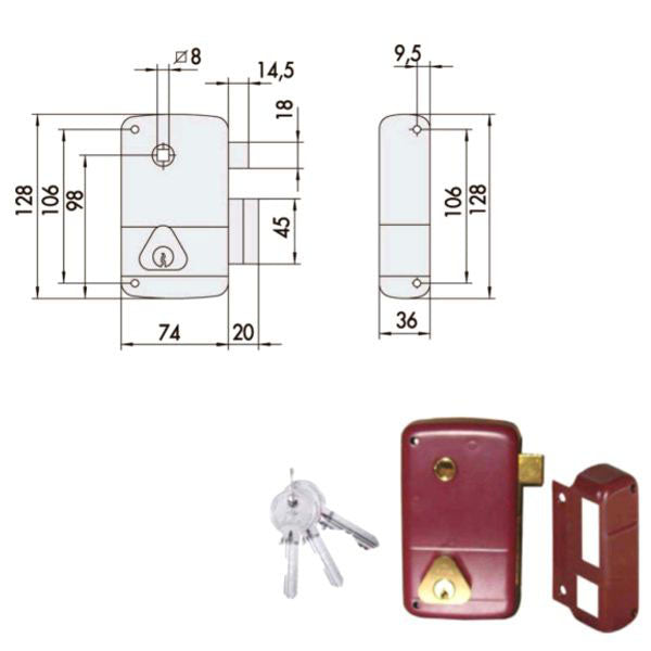 SERRATURA APP.LEGNO DX 50211-45-1 CISA