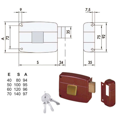 SERRATURA APP.LEGNO DX 50131-50-1 CISA