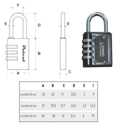 LUCCHETTO LEGA mm 20 COMBINAZIONE POTENT