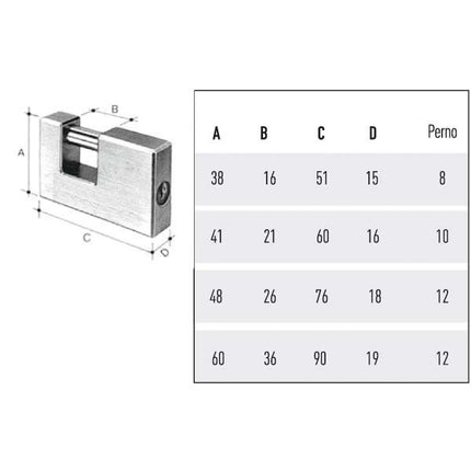 LUCCHETTO OTTONE mm 76 SERRANDE POTENT