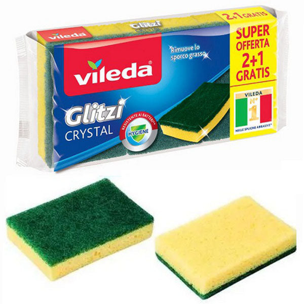 SPUGNA FIBRA VERDE GLITZI CRYSTAL Pz 2+1 VILEDA