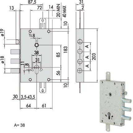 SERRATURA SICUREZZA TRIPLICE 00PG 56515-58-B CISA