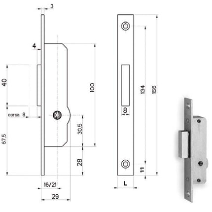 SERRATURA INF.MONTANTI ALL F16 E16 KA 90334 FIAM