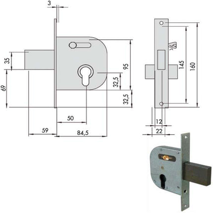SERRATURA INFILARE FERRO 42032-50-0 CISA