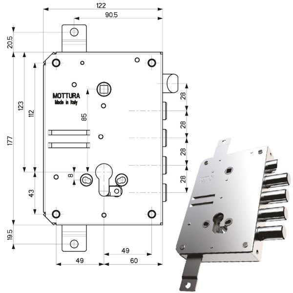 SERRATURA SIC.TRIPLICE 89B51 MOTTURA