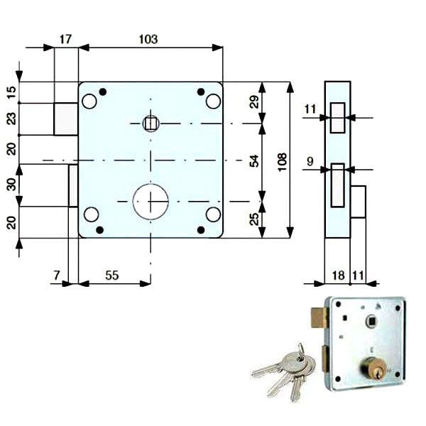 SERRATURA APP.FERRO SX E55 008-11-0 435552 MG