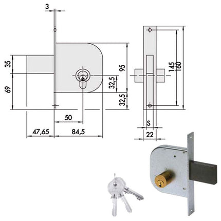 SERRATURA INFILARE FERRO 42020-50-0 CISA