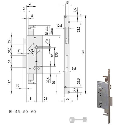 SERRATURA INFILARE FERRO 57215-45-0 CISA