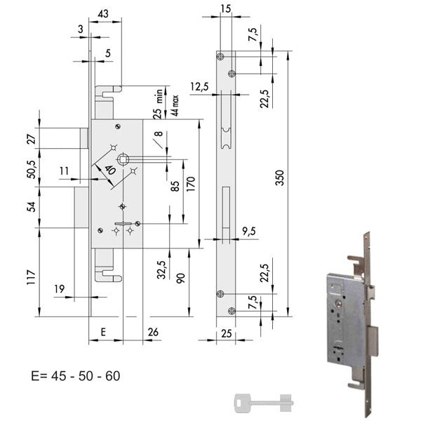 SERRATURA INFILARE FERRO 57215-45-0 CISA