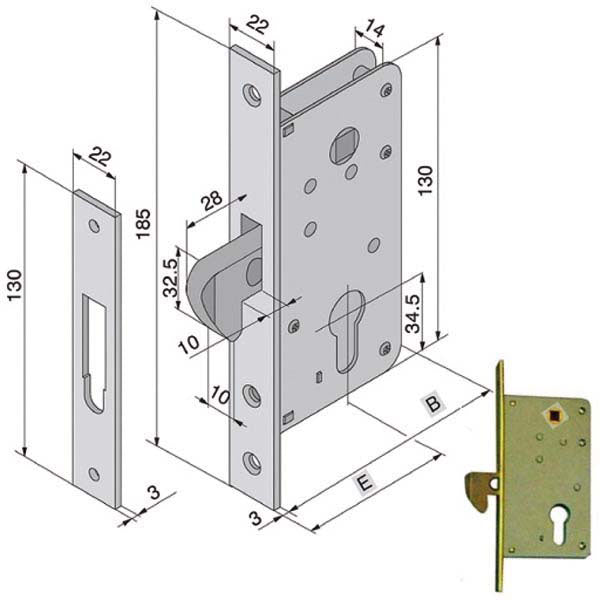 SERRATURA INF.LEGNO 026.30.00.0 WELKA