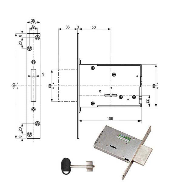 SERRATURA INFILARE FERRO KA 40704 MOTTURA