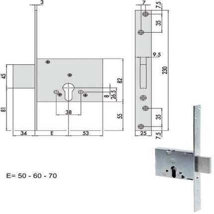 SERRATURA INFILARE FERRO 56010-50-0 CISA