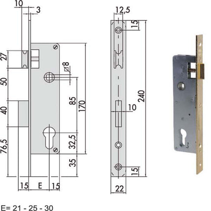 SERRATURA INFILARE LEGNO 5C011-20-0 CISA