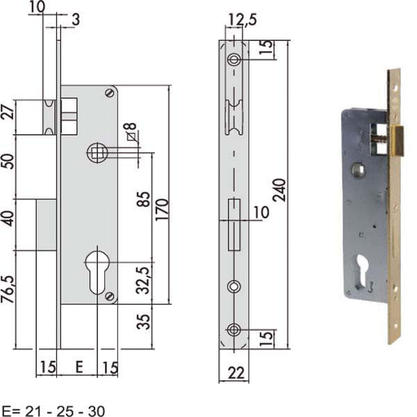 SERRATURA INFILARE LEGNO 5C011-20-0 CISA