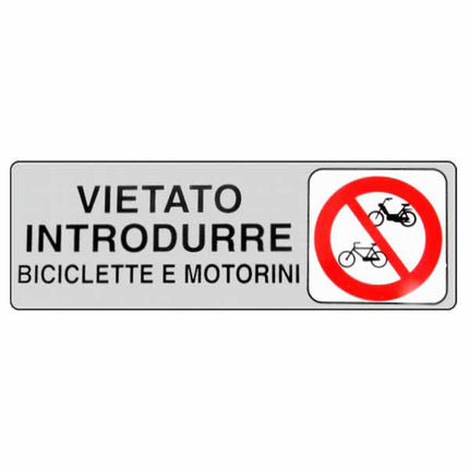 ETICHETTA VIETATE BICI E MOTORINI 15x 5 ADESIVA