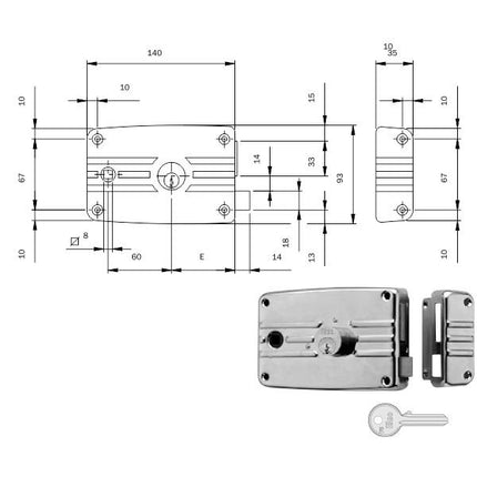 SERRATURA APP.FERRO E60 DX 485604 ISEO