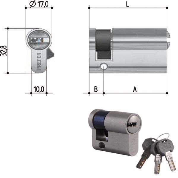 CILINDRO INFILARE SICUREZZA mm 34 WE0S PREFER