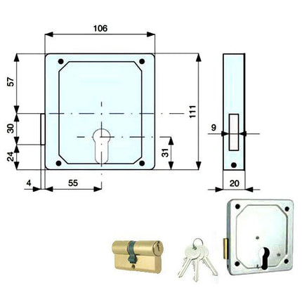 SERRATURA APP.FERRO E55 015-56-0 424550 MG