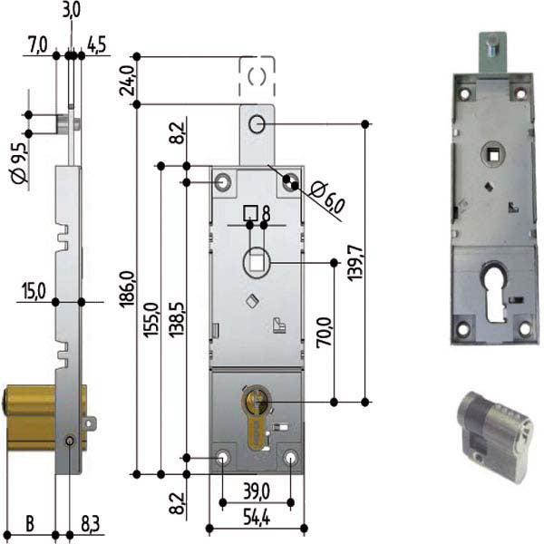 SERRATURA BASCULE CIL. C/Q B561 PREFER