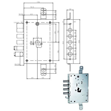 SERRATURA SIC.TRIPLICE E63 668.0328.0G00 ISEO