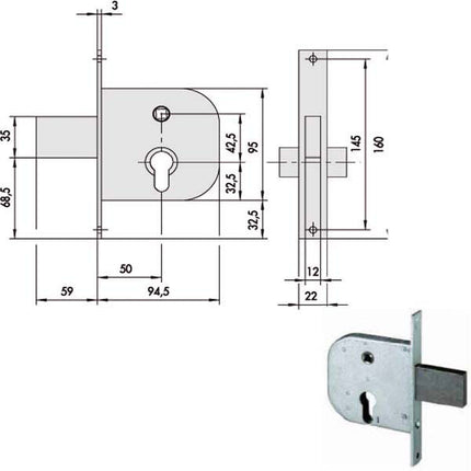 SERRATURA INFILARE FERRO 42312-50-0 CISA
