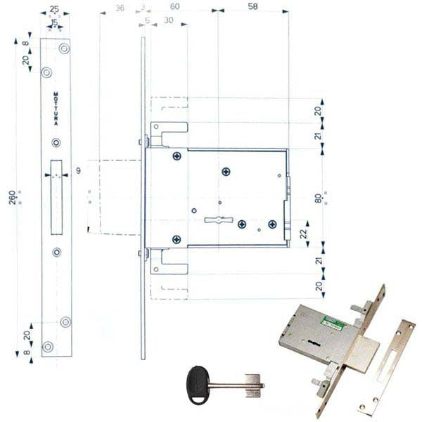 SERRATURA INFILARE FERRO TRIPLICE 40705 MOTTURA