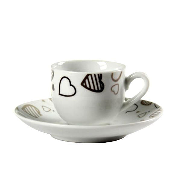 TAZZA CAFFE PORCELLANA CUORI Pz 6 BELLINTAVOLA