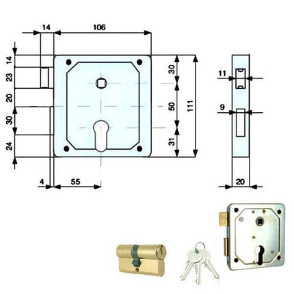 SERRATURA APP.FERRO E55 015-56-0 434550 MG