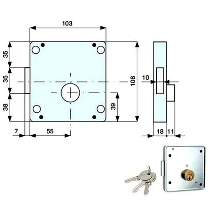 SERRATURA APP.FERRO SX E55 008-11-0 425552 MG