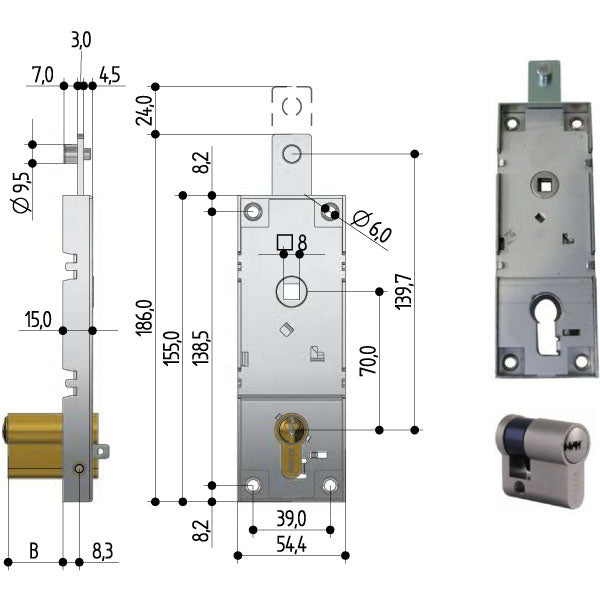 SERRATURA BASCULE CIL.YALE C/Q SICUR. W561 PREFER