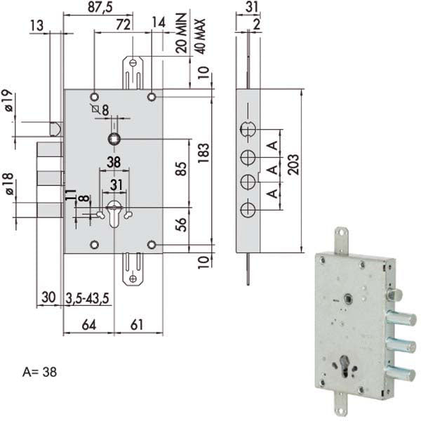 SERRATURA SICUREZZA TRIPLICE 00CA 56515-58-B CISA