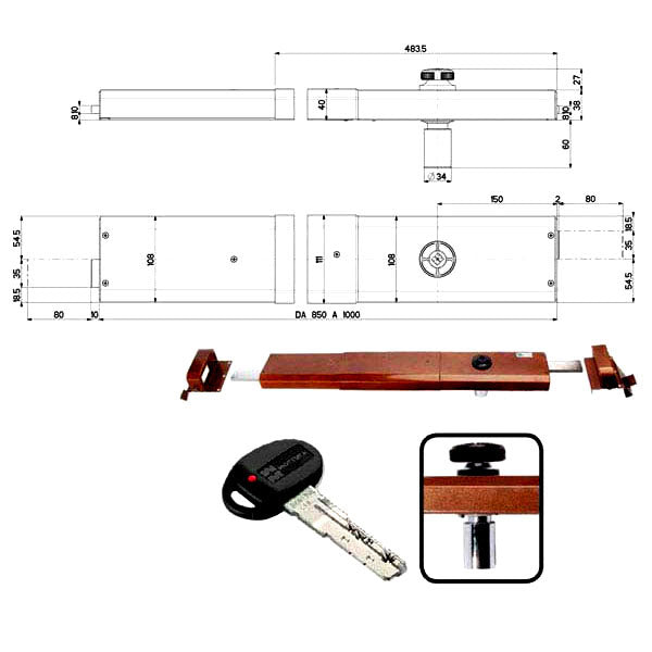 SERRATURA BASCULE SPRANGA POMPA DX 32931 MOTTURA