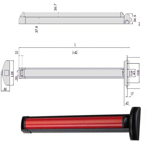 MANIGLIONE FAST TOUCH 84 VERTICAL 59816-11-0 CISA