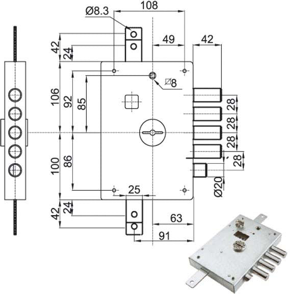 SERRATURA SIC.TRIPLICE DX DM E63 6111-1DE ATRA