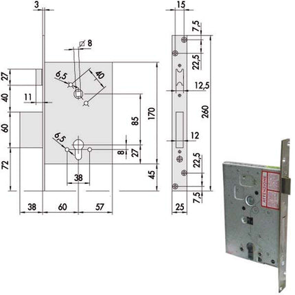 SERRATURA INFILARE FERRO 56250-60-0 CISA