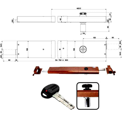 SERRATURA BASCULE SPRANGA POMPA DX 32926 MOTTURA