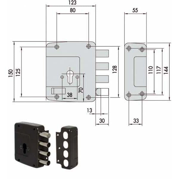 SERRATURA SICUREZZA SEMPLICE DX 56152-60-1 CISA